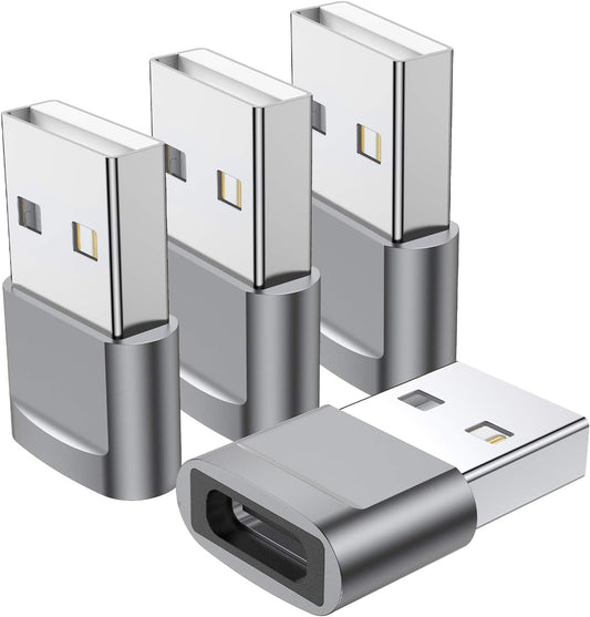 USB C Female to USB Male Adapter 4-Pack,Type C to USB a Charger Cable Adapter,Compatible with Iphone 13 12 11 Mini Pro Max,Ipad 2020,Samsung Galaxy Note 10 S21 S20 Plus,Google Pixel 5 4A 3 XL